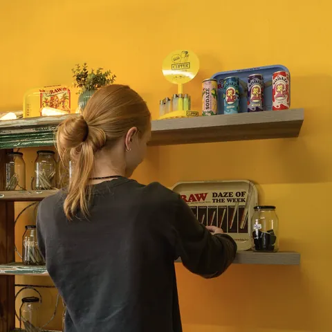 A team member at the counter